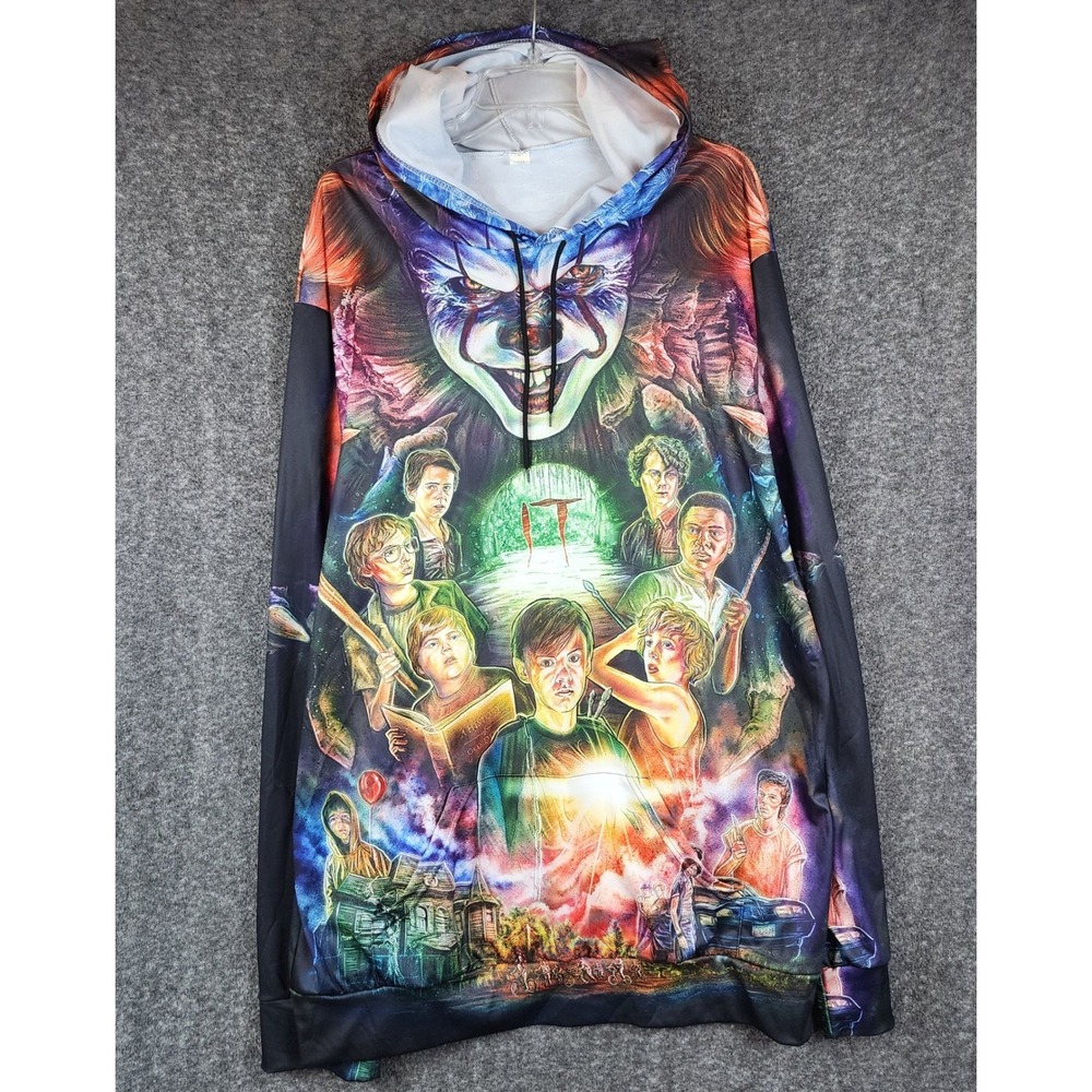IT Hoodie Men 5XL Pennywise Clown All Over Print Horror Movie EUC